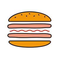 icône de couleur de découpe de hamburger. sandwich. assemblage de hamburgers. illustration vectorielle isolée vecteur