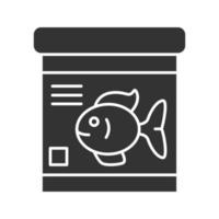 icône de glyphe de pot de nourriture pour poissons. symbole de la silhouette. espace négatif. illustration vectorielle isolée vecteur