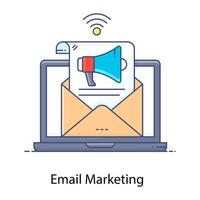 un vecteur plat de marketing par e-mail, icône modifiable