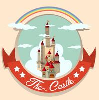 Création de logo avec château et arc-en-ciel vecteur