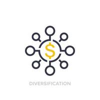 diversification financière, icône d'investissement diversifié vecteur