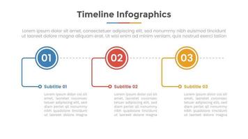 concept infographique de chronologie avec 3 ou trois étapes de liste avec forme de cercle et style plat vecteur