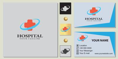 modèle premium de logo d'hôpital avec vecteur de carte de visite élégant eps 10