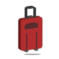 Bagage d'icône vectorielle 3d de couleur rouge, pour les voyages, les vacances, les voyages d'affaires et pour votre meilleur lieu de destination. vecteur