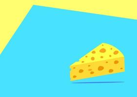 morceaux de fromage troués, jaune pâle. fond bleu et jaune. le produit du lait fermenté. journée du fromage suisse vecteur