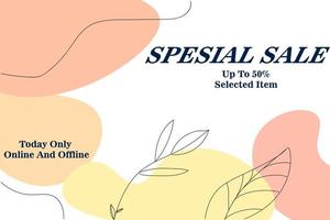 conception de vente de bannières 50 pour cent avec un thème de doodle floral pastel qui attire l'illustration vectorielle eps vecteur