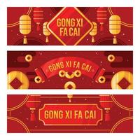 ensemble de bannières gong xi fa cai vecteur