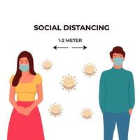 concept d'illustration de distanciation sociale. garder ses distances dans la société publique pour se protéger de l'épidémie de covid-19