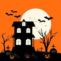 fête d'halloween et maison hantée vecteur