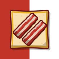 illustration d'icône de vecteur de pain de bacon. pain avec vecteur de garniture de bacon. style de dessin animé plat adapté à la page de destination web, à la bannière, au dépliant, à l'autocollant, au fond d'écran, à l'arrière-plan