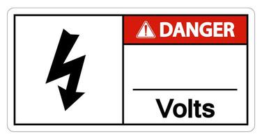 Signe de symbole de volts de danger sur le fond blanc vecteur