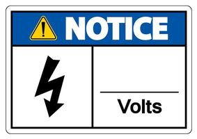 Avis symbole volts signe sur fond blanc vecteur