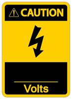 Attention signe symbole volts sur fond blanc vecteur