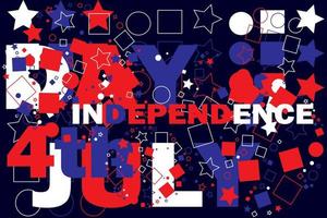 texte de la fête de l'indépendance avec des couleurs de combinaison de formes bon pour les vacances vecteur