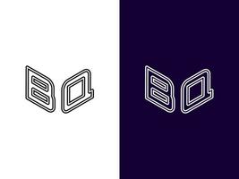 lettre initiale bq création de logo 3d minimaliste et moderne vecteur