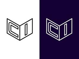 lettre initiale ci création de logo 3d minimaliste et moderne vecteur