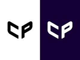 lettre initiale cp création de logo 3d minimaliste et moderne vecteur