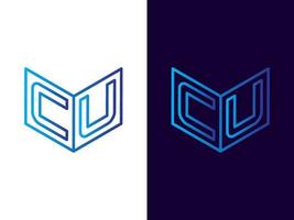 lettre initiale cu création de logo 3d minimaliste et moderne vecteur