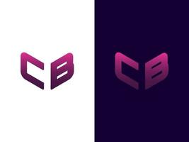 lettre initiale cb création de logo 3d minimaliste et moderne vecteur