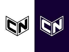 lettre initiale cn création de logo 3d minimaliste et moderne vecteur