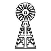 Éolienne moulin à vent icône américaine classique illustration couleur noire style plat image simple vecteur