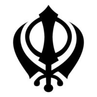 symbole khanda icône de signe sikhi couleur noire illustration style plat image simple vecteur