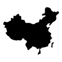 carte de la chine icône illustration couleur noir style plat simple image vecteur