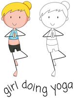 Doodle de fille faisant du yoga vecteur