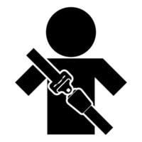 Homme avec ceinture de sécurité chariot élévateur stick figure icône de ceinture de sécurité de voiture illustration couleur noire style plat simple image vecteur