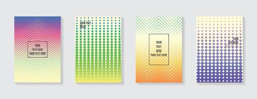 conception de couverture moderne minimale. dégradés colorés dynamiques. futurs motifs géométriques. modèle d'affiche de plaque bleue, rose, jaune, verte, orange, violette. vecteur