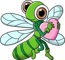la libellule serre étroitement une forme d'amour vecteur