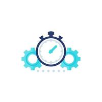 icône de productivité avec chronomètre et engrenages vecteur