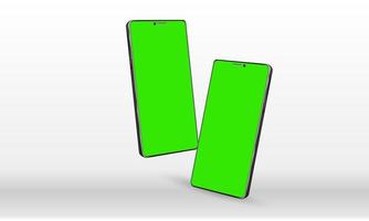 maquette de smartphone réaliste. écran vert. concept d'appareil mobile de vecteur. vecteur