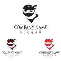 vecteur de modèle de conception de personnage de logo de visage de ninja mignon