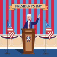 le président prononce un discours pour célébrer la journée du président. graphique d'illustration vectorielle. vecteur