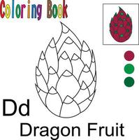 fruit du dragon de dessin animé. livre de coloriage sur le thème des fruits. graphique d'illustration vectorielle. bon pour que les enfants apprennent et colorient. vecteur