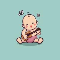 vecteur de bébé mignon jouant de la guitare