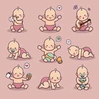collection de personnages mignons bébé né vecteur