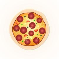 illustration de pizza vue de dessus sur un design plat de fond isolé vecteur