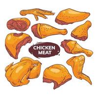 illustration de jeu de viande de poulet vecteur