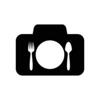 logo appareil photo manger minimaliste icône vecteur symbole design plat