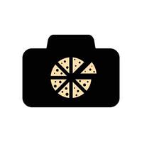 logo appareil photo pizza minimaliste icône vecteur symbole design plat