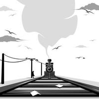 vue vectorielle locomotive avant sur rail illustration vectorielle