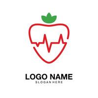 logo fraise fréquence cardiaque icône symbole illustration vectorielle vecteur