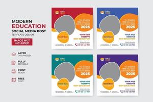 modèle de publication sur les médias sociaux d'admission à l'éducation créative et moderne vecteur