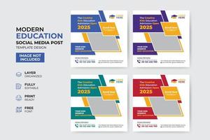 modèle de publication sur les médias sociaux d'admission à l'éducation créative et moderne vecteur