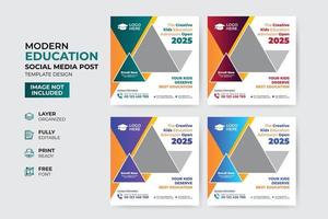 modèle de publication sur les médias sociaux d'admission à l'éducation créative et moderne vecteur