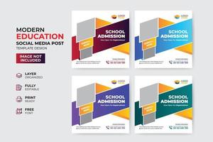 modèle de publication sur les médias sociaux d'admission à l'éducation créative et moderne vecteur