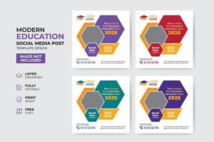 modèle de publication sur les médias sociaux d'admission à l'éducation créative et moderne vecteur