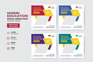 modèle de publication sur les médias sociaux d'admission à l'éducation créative et moderne vecteur